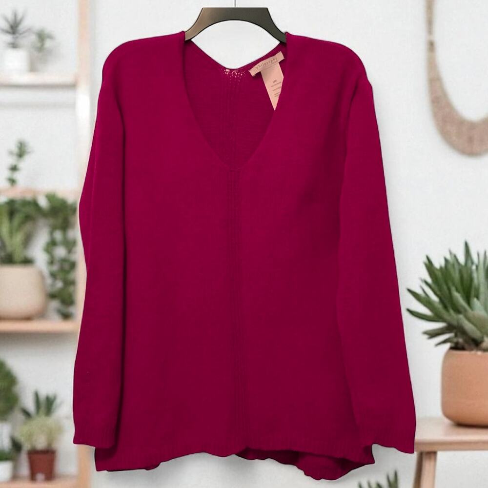 Philosophy Vneck Sweater Long Sleeve Fuchsia Large